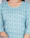 Women's Rama green cotton printed night suit top & pyjama coord set, three-quarter sleeves, Indian-inspired design for comfortable sleepwear