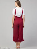 Maroon dungaree with white t-shirt, polyester women's outfit from NNIFA, India