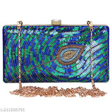 Handcrafted, embroidered blue clutches with fish design