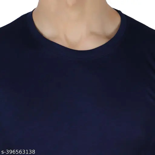 Cotton blend round neck t-shirt for men, solid color, short sleeves. Perfect for casual outings, made in India