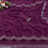 Womens purple Georgette sari with matching blouse
