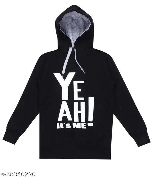 Boys Black Cotton Sweatshirts & Hoodies Pack Of 1
