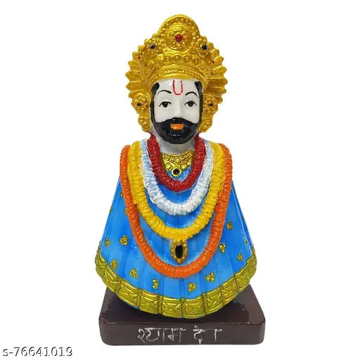 Multicolor resin Khatu Shyam Ji Murti Idol - spiritual figurine for home, temple, office decor. Handcrafted polyresin God idol. 62 inch tall