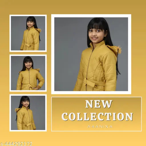 Yellow baby jacket with soft fabric, hooded design