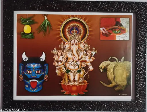 Vintage 9*12 Indian Kalla Drishti Ganesha Wall Hanging, Vastu-compliant art piece