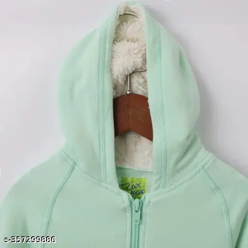 Denim Art kids fleece full sleeve hooded sweatshirt, solid color cotton blend for cozy comfort