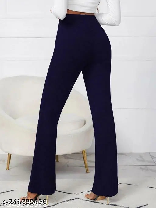 Dark blue high-waisted women's pants