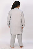 Printed cotton-blend night suit full sleeve for plus size women, featuring hosiery bottoms and long sleeves