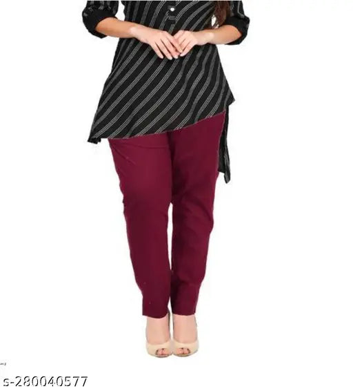 Deepra Creation Women's Plus Size Loose Fit Cotton Lycra Jumbo Trousers With Pockets - Indian Premium Quality Western Wear, 2-side pockets and bottom slit