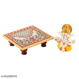Marble Ganesh Idol with Chowki, intricately crafted resin and marble, 10"x9.5"x2.5", divine collectors item, India origin