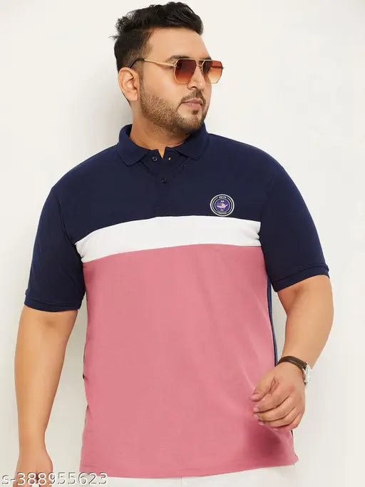 Indian cotton blend colorblocked t-shirt with short sleeves and brand logo on chest
