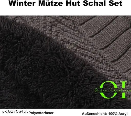 Woolen winter cap with neck warmer and fur assorted colors, men's balaclava by Omkar Industries" (125 characters)