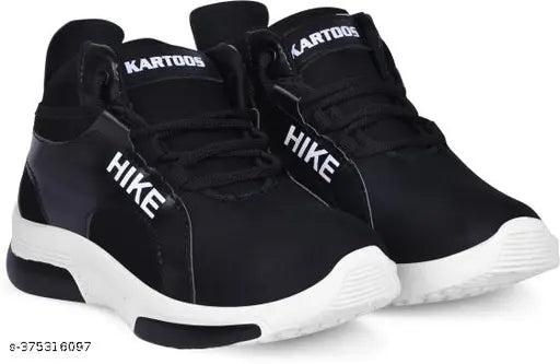 Boys' lightweight, casual lace-up shoes in black for sports running or walking