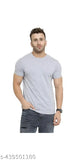 Grey Melange cotton blend men's short sleeves T-shirt, comfortable and loose fitting for casual outings. Perfect for summer wear, this solid color top features double needle stitching throughout for durability. Men's fashionable grey melange T-shirt. Made in India