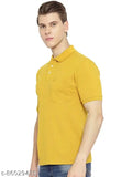 Yellow Chkokko Men's Solid Polo, 60% Cotton, 40% Polyester Pique Fabric, classic fit, comfortable and stylish