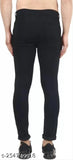 Black denim slim fit knee-cut jeans by VYESH, high-quality Indian-made men's trousers