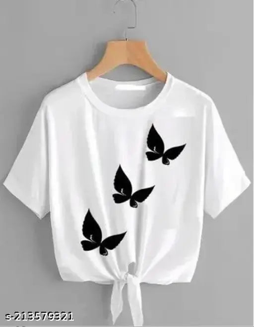 Pretty Fabulous women's printed polycotton t-shirt, short sleeves, trendy fashion XS (34in bust, 17in length)