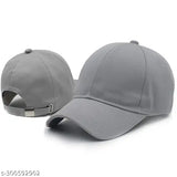 Grey adjustable cotton baseball cap combo for men, women, girls, boys