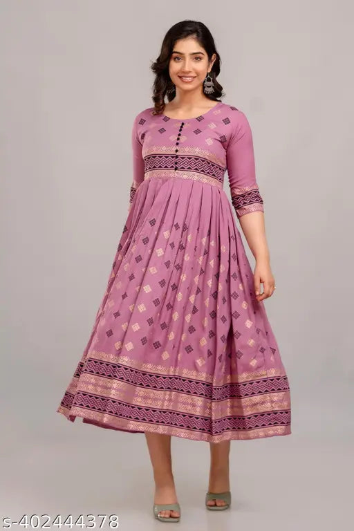 Rayon printed combo kurti for women, three-quarter sleeves, M-XXXL sizes, modern style-statement from Aishani by Maruti Udyog, India