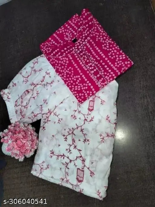 Rayon straight kurti with white printed net sharara palazzo, hand wash only, India