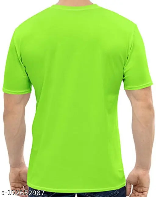 White and fluorescent green round neck t-shirt combo for men & women, 100% high-quality polyester sports wear