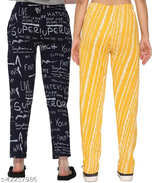 Yellow and black women's joggers with writings