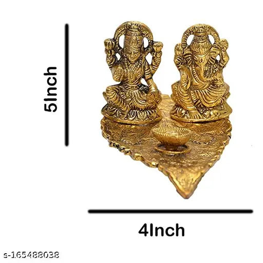 Laxmi Ganesh Designer Murti for Diwali Puja, Lakshmi Ganapati Murti for Home Office Diwali Puja Religious God, Handmade Terracotta Clay Statue, Idol of Clay (Design 1)