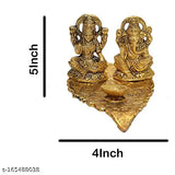 Laxmi Ganesh Designer Murti for Diwali Puja, Lakshmi Ganapati Murti for Home Office Diwali Puja Religious God, Handmade Terracotta Clay Statue, Idol of Clay (Design 1)