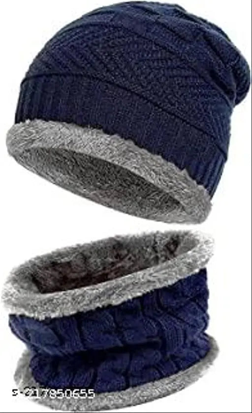 Black woolen beanie cap for men and women, extra cold protection. Very warm winter accessory from Garam Topa, made in China." (124 characters)