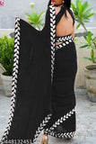 White party wear with geometric border, sequin details, sleeveless design