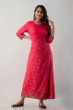 LPink Rayon Three-Quarter Sleeve Jall and Butty Gown, printed dress, Indian origin