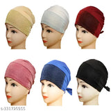 6-pack shimmer hijab caps in various colors: gold, silver, pink, blue, red, and green