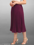 Purple satin folds, women's trendy western skirt with pleats