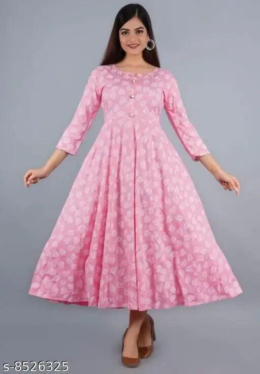 Pink rayon embroidered kurti