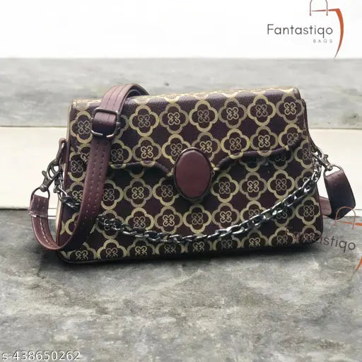 Women's trendy sling bag, multi colored floral pattern, metallic buckle closure