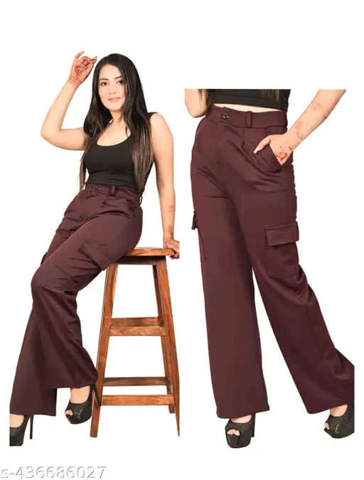 Solid cotton-blend women's R1 cargo pants (pack of 1), comfortable and versatile for everyday wear