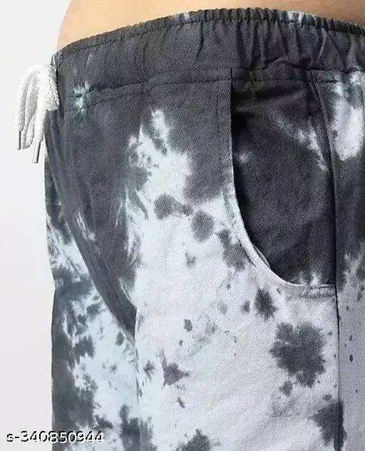 Multi-colored dyed track pants with drawstring waistband