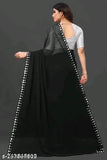 Fancy georgette cut work saree with intricate details, black and white color