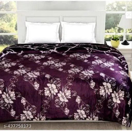 Microfiber floral double bed blanket for all seasons, ideal for AC rooms. Reversible with excellent machine-stitching for long-lasting use, country of origin: India