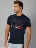 Navy blue printed round cotton short sleeve t-shirt for men by UrGear, featuring a stylish design, available in sizes S-XL