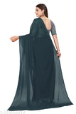 Black georgette saree with long length