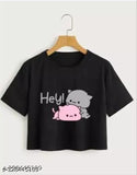 Pink cotton blend t-shirts (Pack of 2): Women's fashionable love joy & hey printed tops with black gomu Pichu and pink designs, perfect for summer vacations