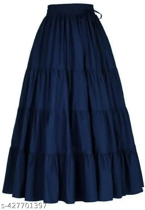 Navy blue women's ruffled skirt