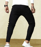 Men's denim latest yo yo print jeans, solid black knee-cut jeans with sizes ranging from 28 to 36 (US), origin India