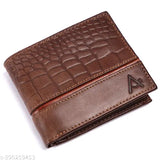 Stylish leather trifold wallet for men, features RFID protection and multiple compartments, solid color variant in natural buffalo leather
