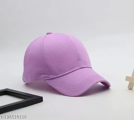 Purple cotton baseball cap, solid design from India
