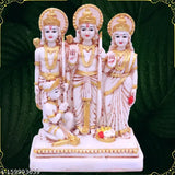 Large poly resin Ram Darbar Murti, intricate statue of Lord Rama with Sita, Laxman & Hanuman, Indian-made, approximately 22cm tall and 16cm wide