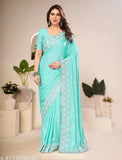 Timeless Glamour Sequined Chiffon Sari & Satin Silk Blouse - Traditional craftsmanship meets contemporary design in this stunning embroidered ensemble for all occasions