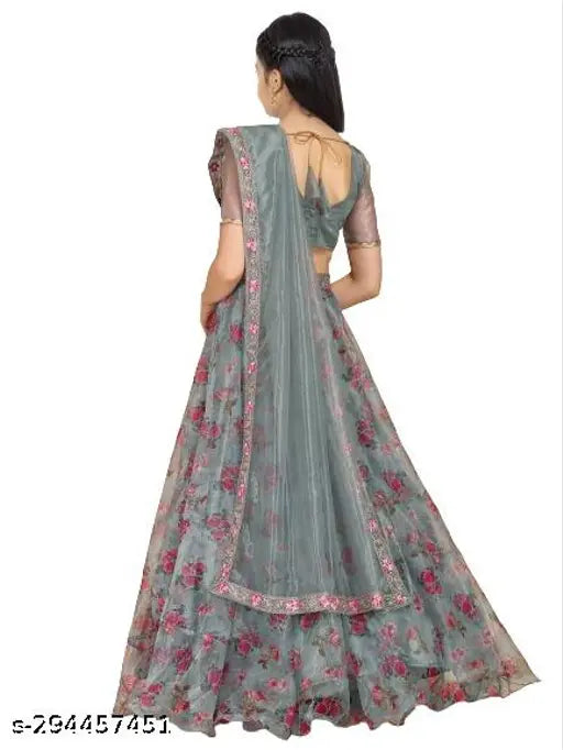 Agile Comfy kids' girls lehenga cholis, embroidered silk top and net dupatta with short sleeves, various sizes from 9-14 years, Indian origin