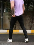 White heart patterned denim jeans men's slim fit